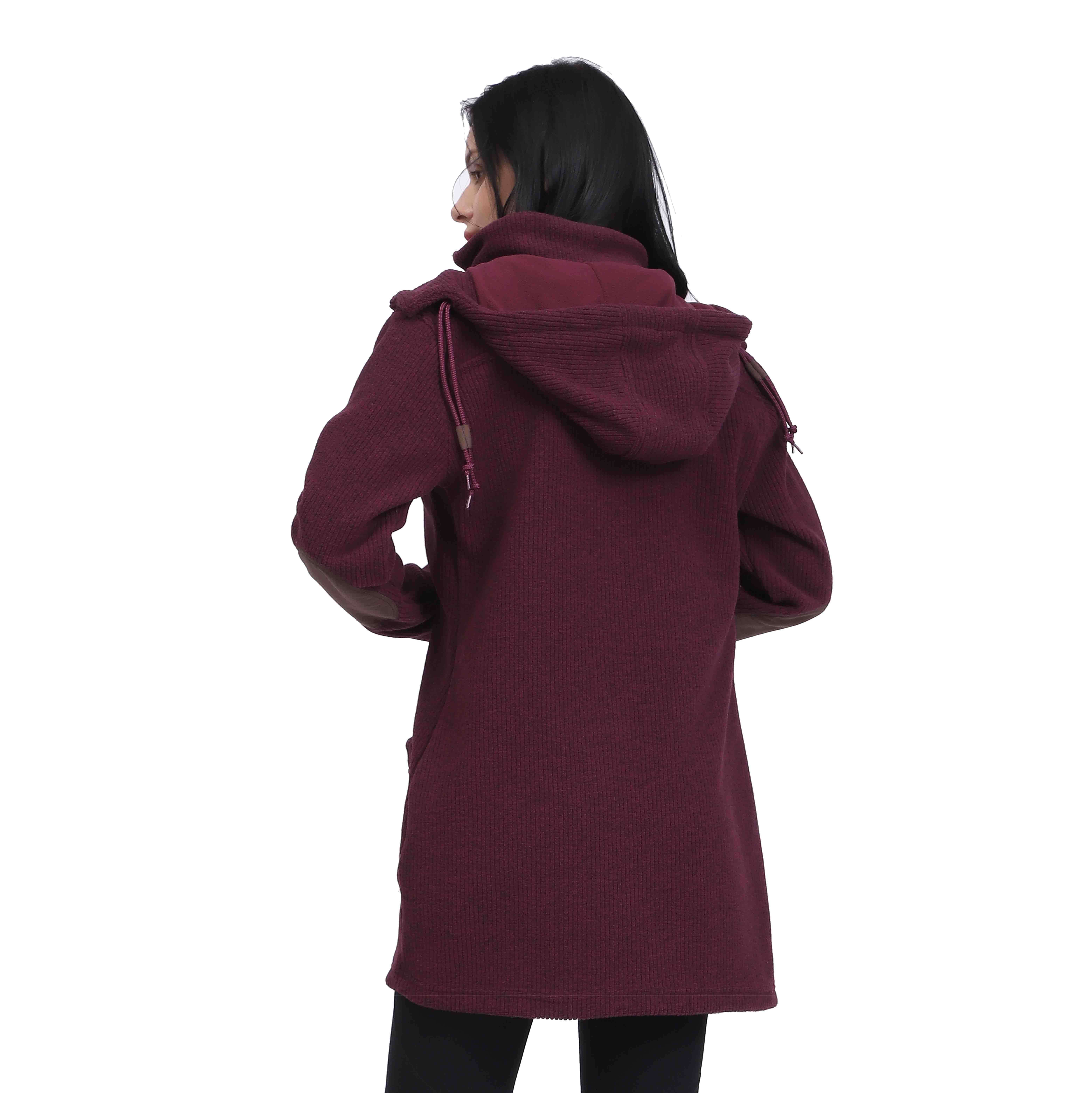 女性の冬のコードフリース暖かいかわいいホーンボタンコートジャケット